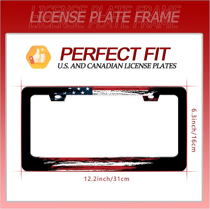 Personalized License Plate Frame American Flag Stainless Steel Accessory - Image 2