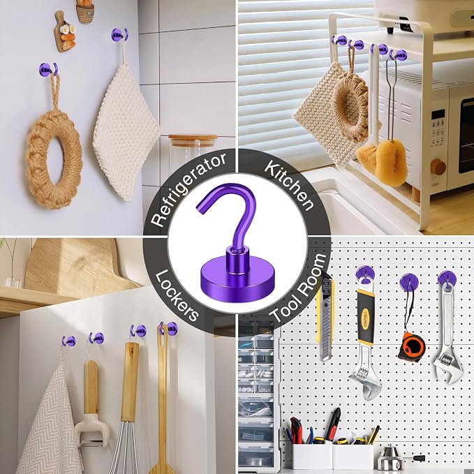 MIKEDE Magnetic Hooks, 40Lbs+ Heavy Duty Magnet Hooks - Image 7