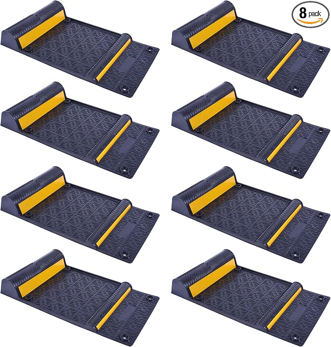 OrangeStar 8 Pack Parking Guide Mat, 21” Heavy Duty PU Wheel Stopper by OrangeStar