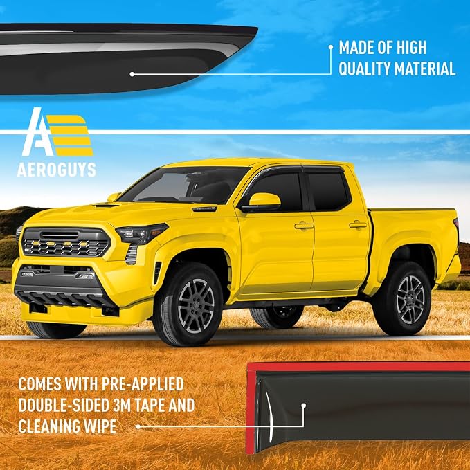 Extra Durable Window Deflectors Tape-On Window Visors Rain Guards Fit - Image 6