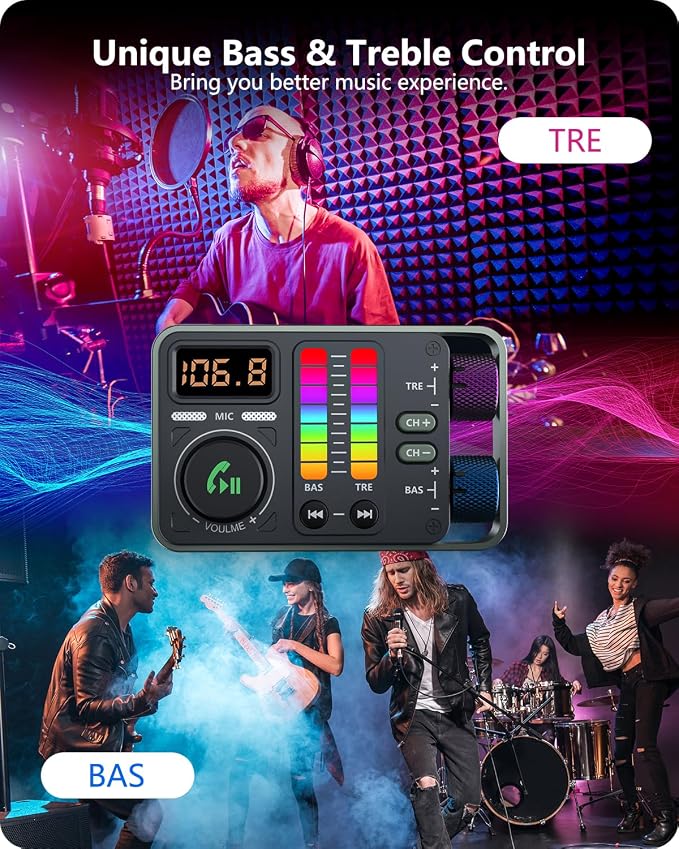 LENCENT Bluetooth Car Adapter, PD20W and QC18W Fast Charger, Dual Mics - Image 2