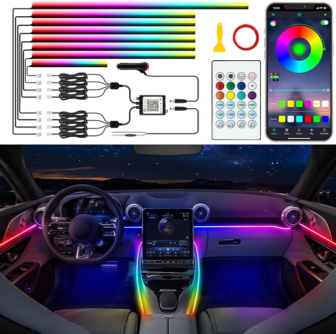 Car LED Strip Lights, Interior Acrylic LED Lights by Jushope