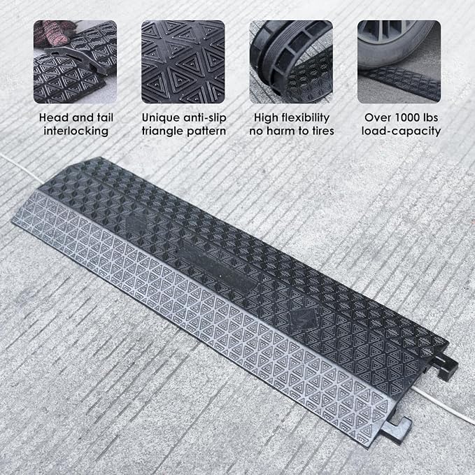 Double 40" inch Rubber Drop Over Cable Cover, 2 Pack Prevent Tripping Floor - Image 4