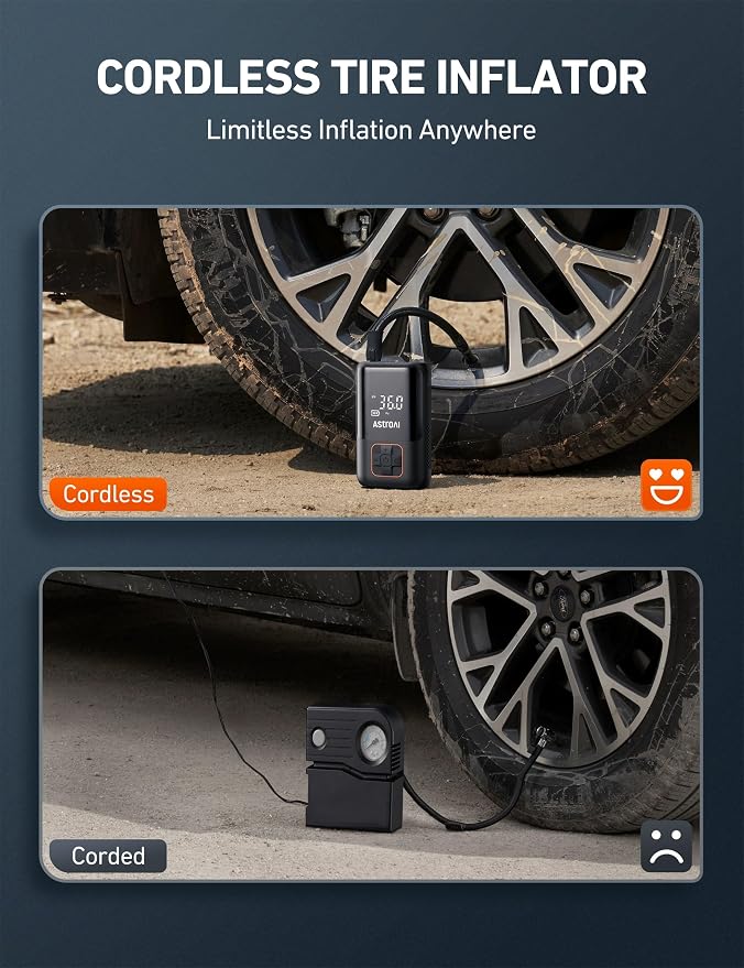 AstroAI Tire Inflator Portable Air Compressor Cordless Ultra-Lightweight Car - Image 7