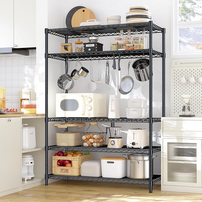 5 Tier Storage Shelves 71"H Wire Shelving Adjustable Metal Shelving, 1000LBS - Image 2