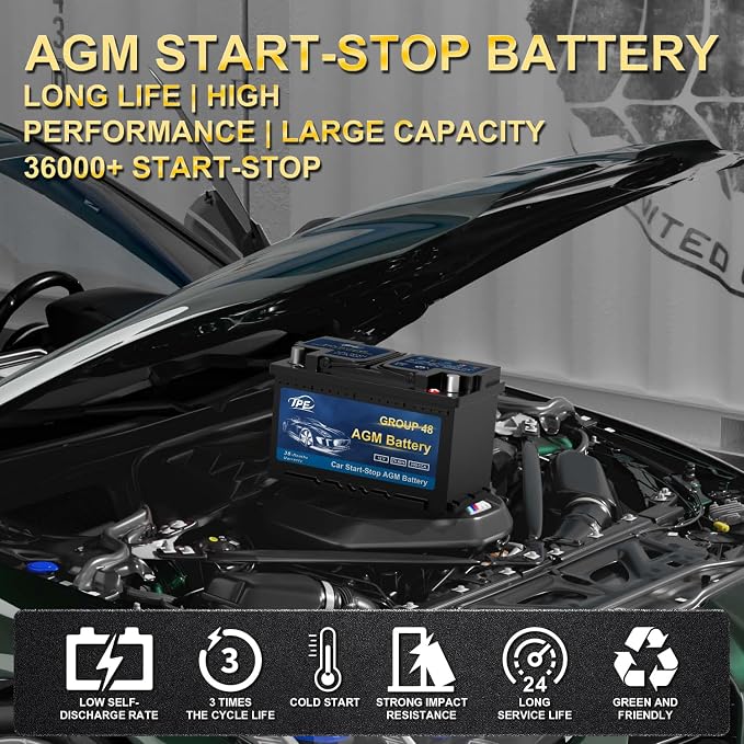 TPE AGM Battery BCI Group 48, Maintenance Free 12V 70Ah, H6 Size, Automotive - Image 6