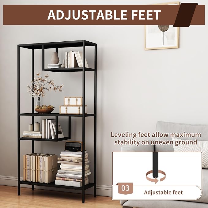 Metal Storage Shelving Unit, Decorative Geometric Bookcase, Modern Freestanding - Image 5