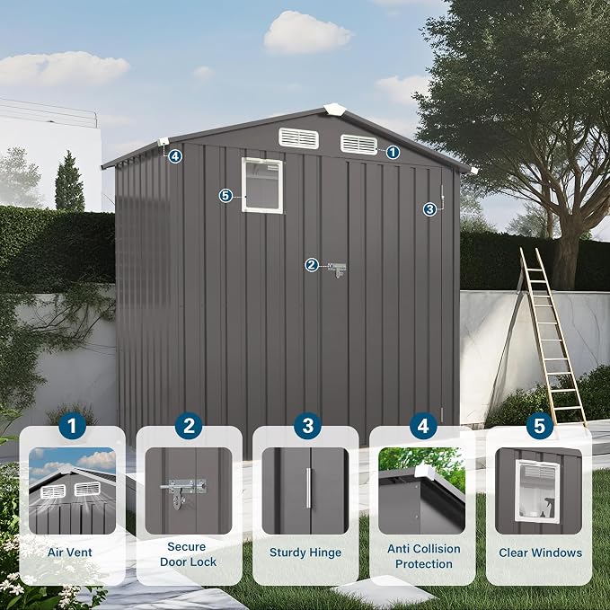 ARMSET 6x3.5 FT Metal Outdoor Storage Shed - Image 4