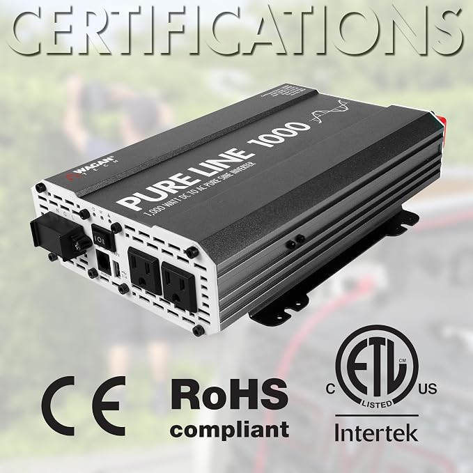 Wagan EL3804 Pure Line Inverter 1000 Watt DC 12V to 110V AC Car Pure Sine Wave - Image 6