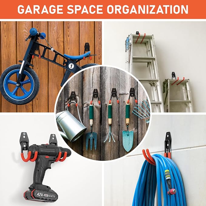 30 Pack Garage Hooks with Anti-Slip Coating, Heavy Duty Wall Mount Storage Hooks - Image 3
