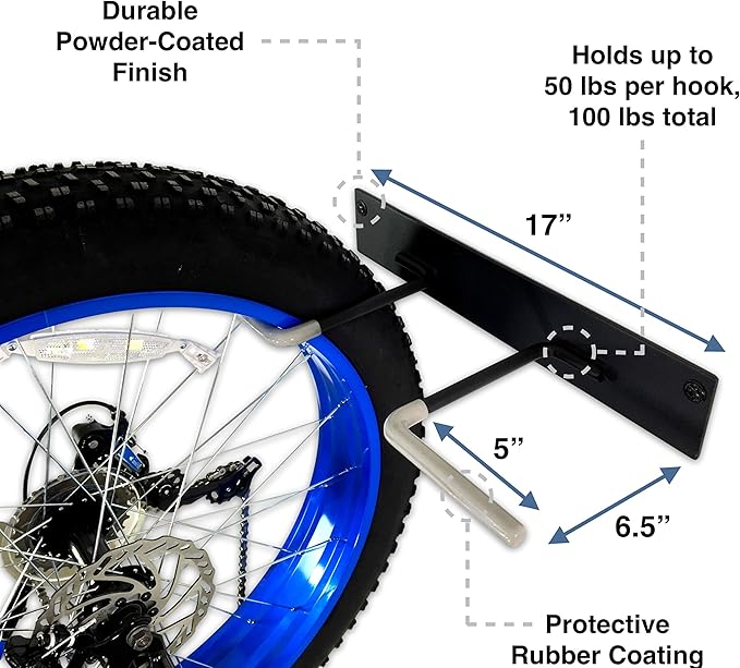 StoreYourBoard BLAT Bike Fat Tire Wall Rack, Holds 2 Bikes, Home and Garage - Image 2