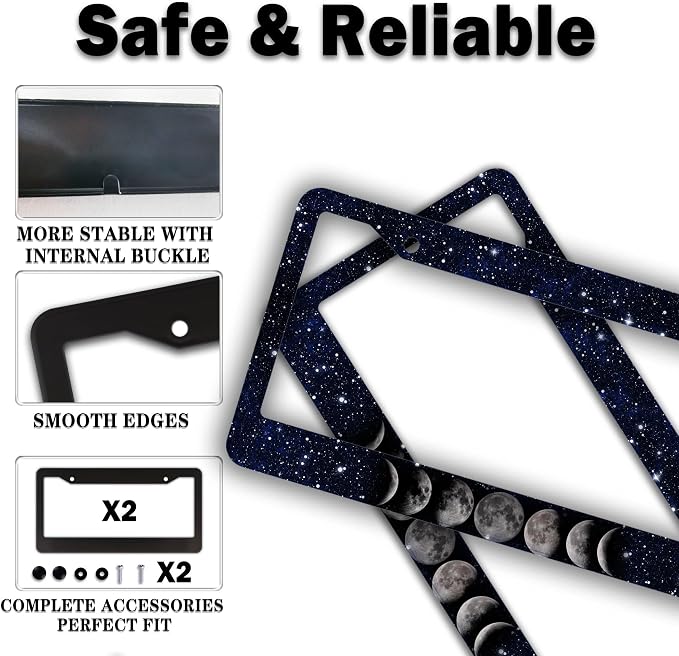 Automotive Exterior Accessories Black and White License Plate Frames Celestial - Image 4