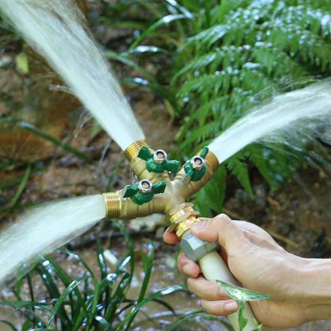 STYDDI Full Flow 3-Way Garden Hose Splitter, Solid Brass High Volume 3 Way Hose - Image 5