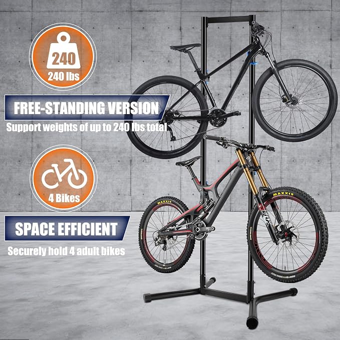 Stand Bike Storage Rack Garage Max 240lbs, Freestanding Gravity Indoor Bike - Image 2