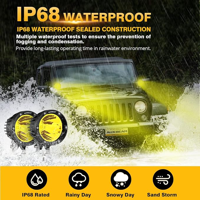 Auxbeam C4 Series 4 Inch 72W Amber Round LED Pods Spot Beam Automotive Offroad - Image 4