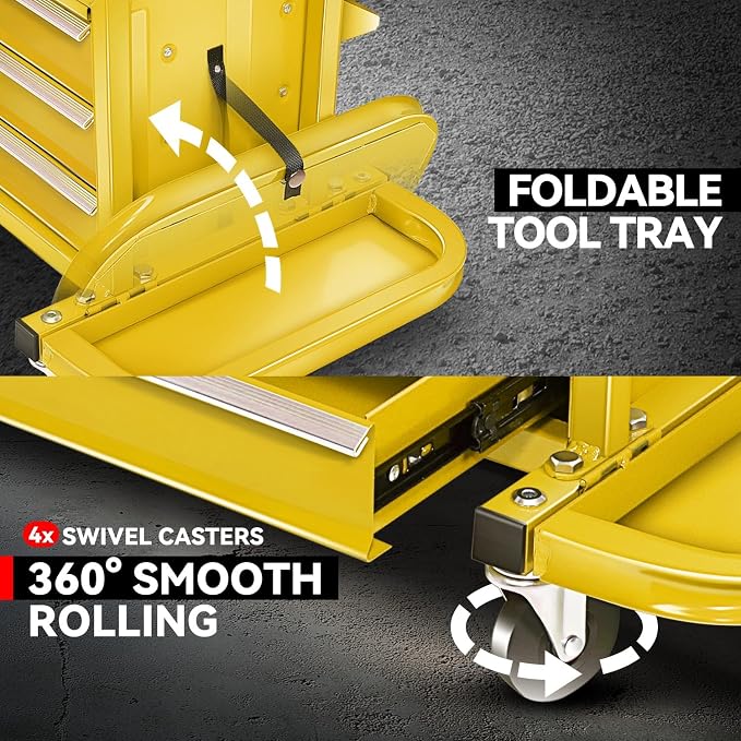 Auto Dynasty 3-Drawer Mechanic Rolling Seat, 350 LBS Capacity Roller Garage - Image 4