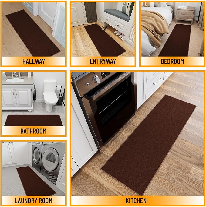Ottomanson Hallway Runner Rug 2'2" x 6' Non Slip Solid Area Rugs Easy to Clean - Image 3