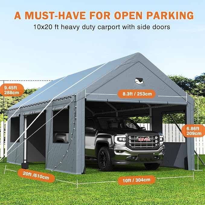 Carports 10X20 Heavy Duty，Portable Car Port Garage，Carport Canopy - Image 2