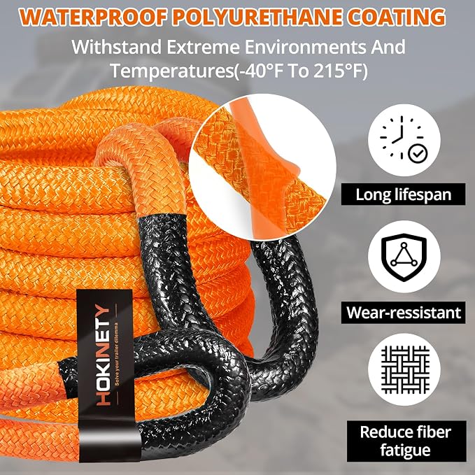 Kinetic Recovery Tow Rope: 1.26" x 30ft 55000LBS Snatch Strap Heavy Duty - Image 5