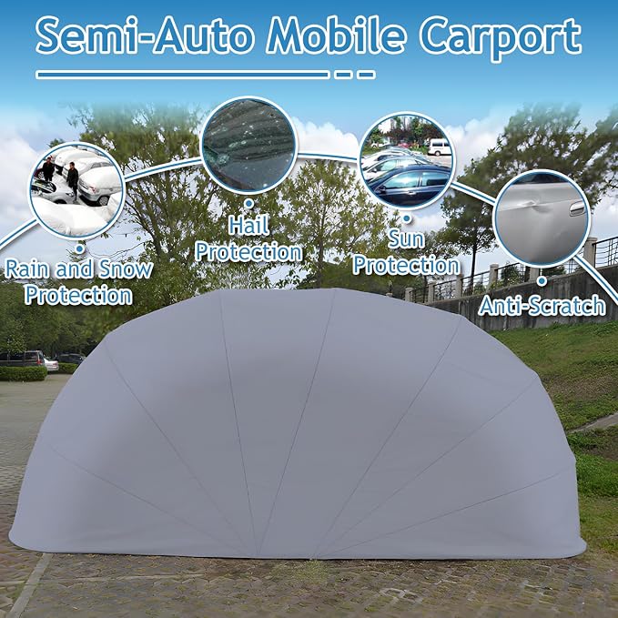 Heavy Duty Carport, Semi-Automatic Retractable Garage, Stainless Steel Folding - Image 2