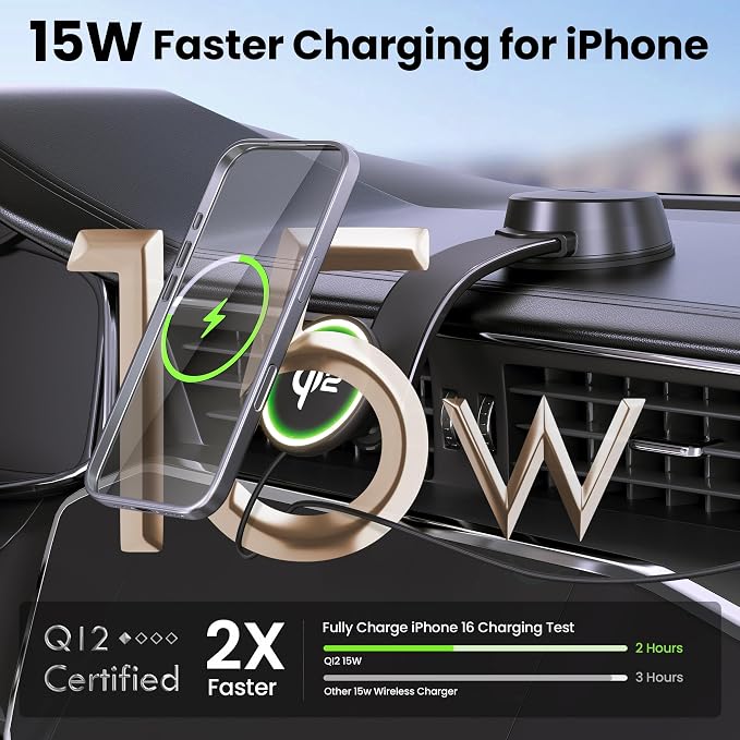 Qi2-Certified 15W Wireless Car Charger Mount - Image 3