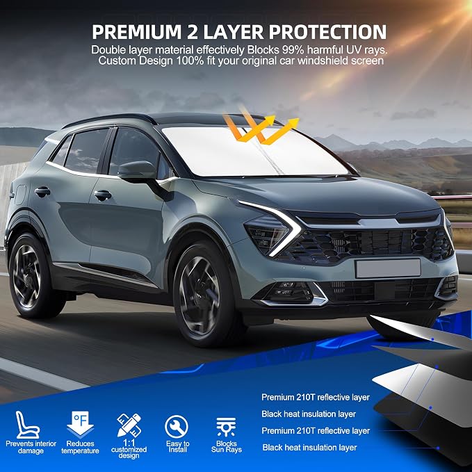 Windshield Sun Shade for Kia Sportage NQ5 2023-2025 Foldable Sunshade Custom - Image 3