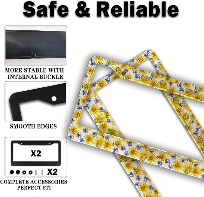 License Plate Cover Frame for Women Multicolor License Plate Frames for Men - Image 4