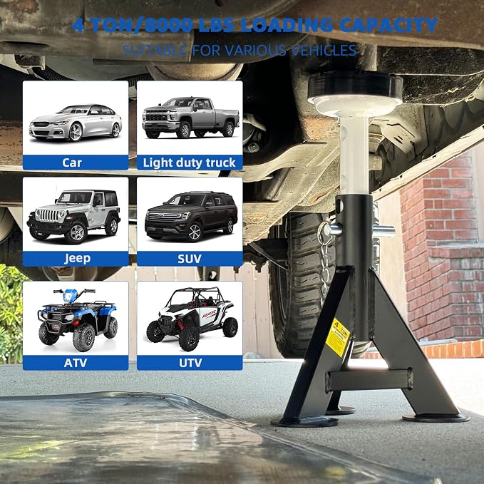 HKTE 4 Ton Heavy Duty Jack Stands, Security Locking Pins, 000 lbs Capacity - Image 6