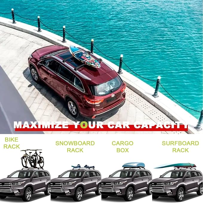 KINGGERI Lockable 220lbs Cross Bars Roof Racks Fit - Image 7
