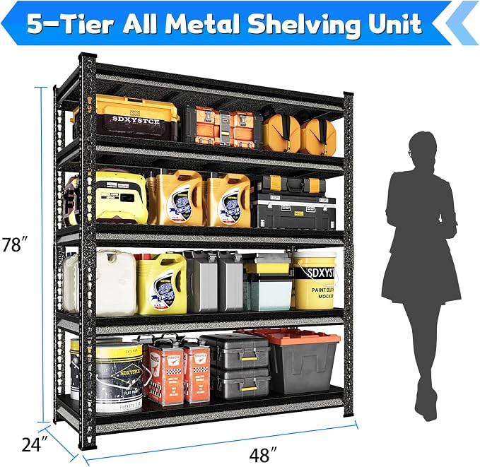 Garage Shelving Heavy Duty 3000LBS Loads, 5-Tier Metal Shelving Units and - Image 3