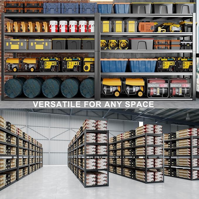 65" W Heavy Duty Garage Shelving, 5 Tier Metal Shelving Unit, Adjustable - Image 6