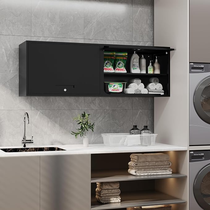 Metal Storage Cabinet Black Wall Cabinets - Image 8