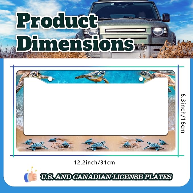 Sea Turtle License Plate Frame Seaside Beach Stainless Steel License Plate - Image 3