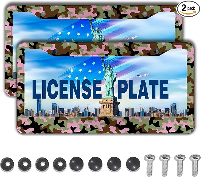License Plate Protector Multicolor License Plate Frames Pink Camouflage Camo by Unknown
