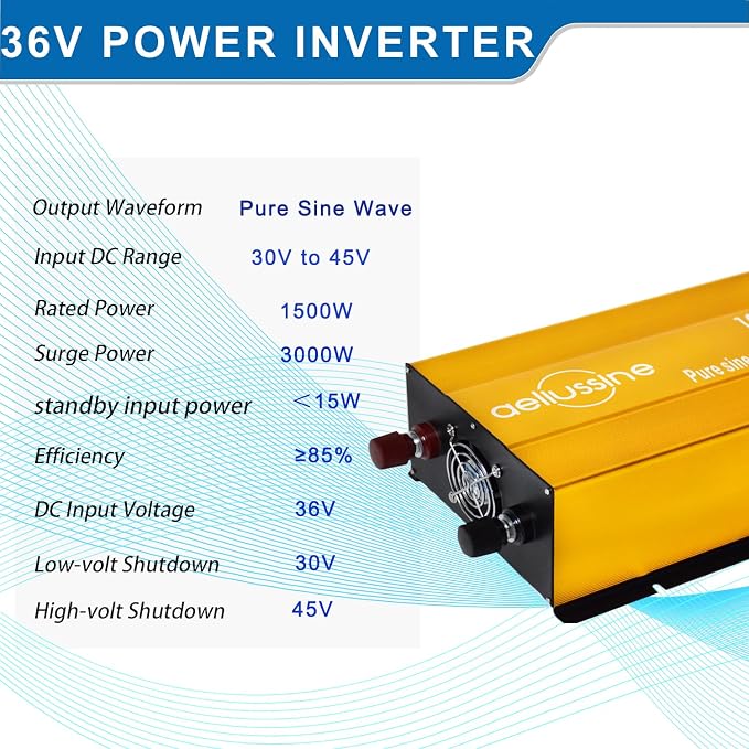 1500W Pure Sine Wave Inverter-36V DC to 110V 120V AC Power Converter - Image 5