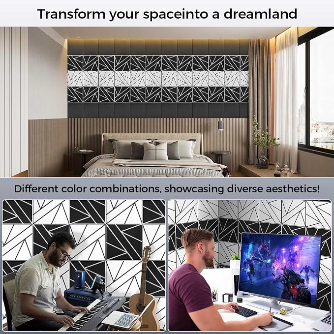 8 Pack 2-Layer Large Soundproof Wall Panels, 15.7 x 15.7 x 0.43 in Sound Proof - Image 5