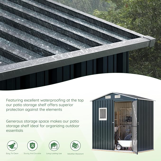 6X4X6.5 FT Compact Vertical Outdoor Steel Storage Shed - Image 5