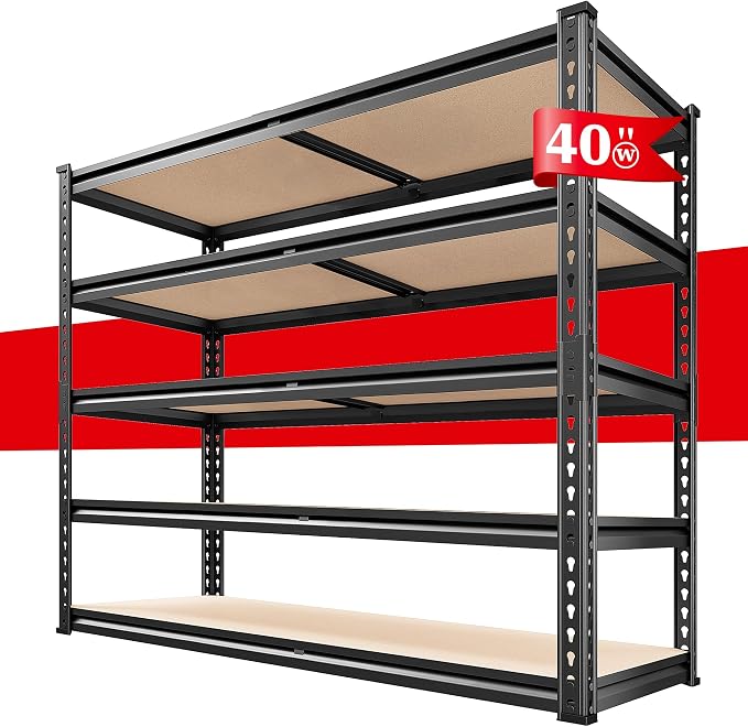 REIBII 2500LBS Garage Shelving 72''H Storage Shelves 40" W Metal Shelving 5 by REIBII