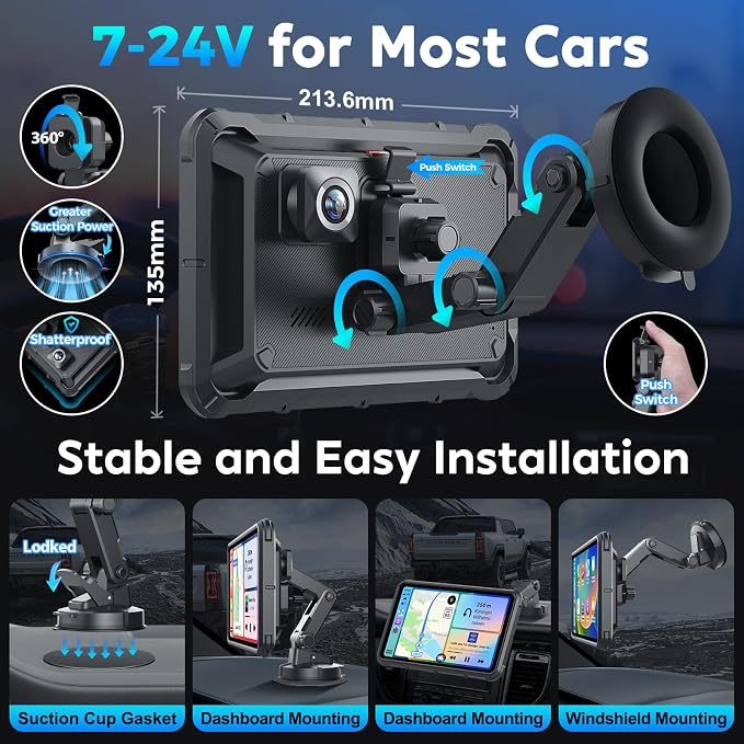 Portable Apple Carplay Screen for Car, Secure Strong Bracket, Navigation - Image 8