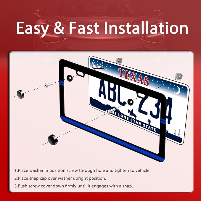 Thin Blue Line License Plate Frame Patriotic License Plate Frames Funny - Image 3