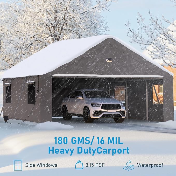 20x20 Carport, Heavy Duty Carport Canopy Garage - Image 7