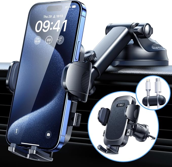 2025 YRU Ultimate Car Phone Holder Mount 【90+LBS Safest Strongest&Patent by YRU2025ProCarMount