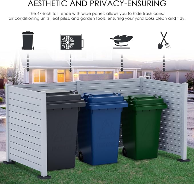 Kozyard 50" W x 48" H Outdoor Privacy Screens Aluminum Post, Air Conditioner - Image 2