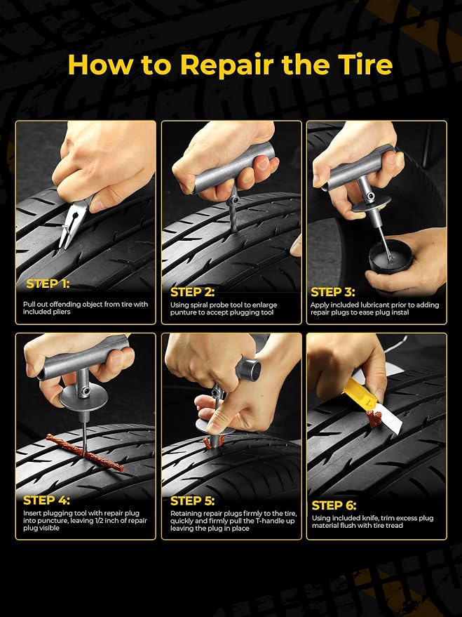 Tire Repair Kit with Plugs Fix Punctures & Plug Flats with Ease - Image 6