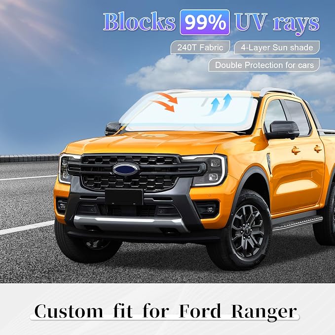 Sun Shade Sunshade for Ford Ranger Windshield Cover, 4-Layer Front Window Shade - Image 2