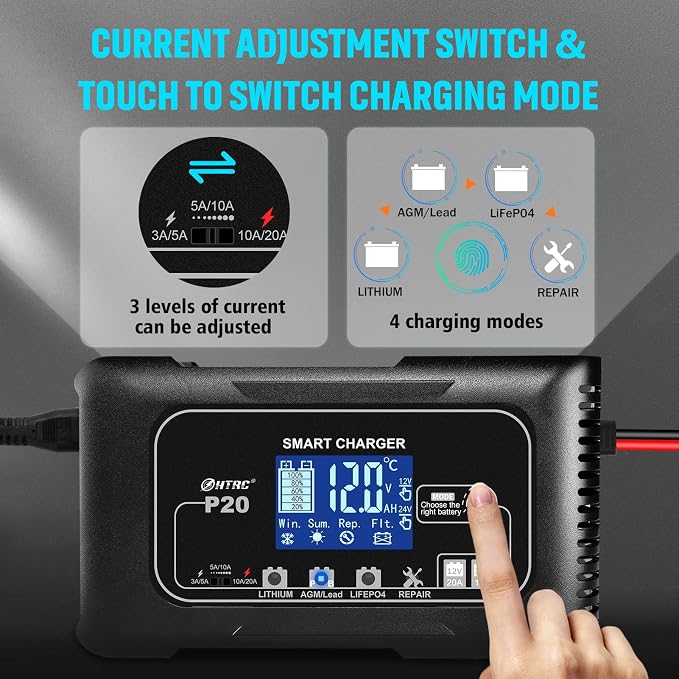 20Amp Lithium Battery Charger, 12V and 24V, Lead-Acid Car Battery Charger - Image 3
