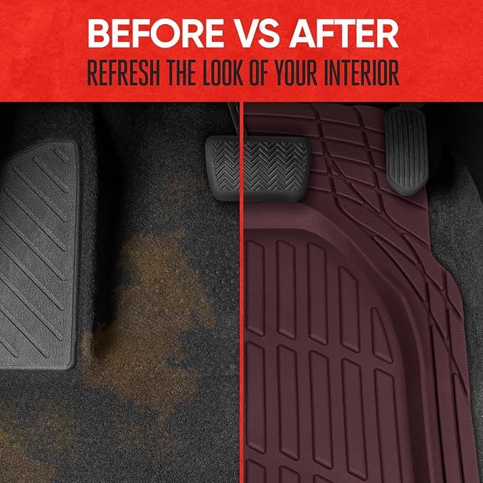 BDK Red All Weather Heavy Duty Car Floor Mats Interior Liners - Image 7