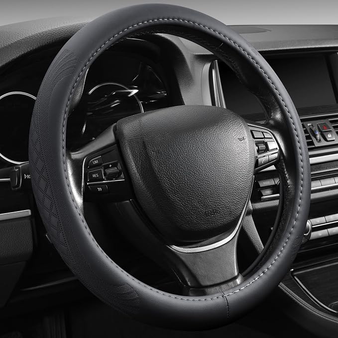 【2025 Model】 Breathable Soft Leather Car Steering Wheel Cover by PJBTVZ