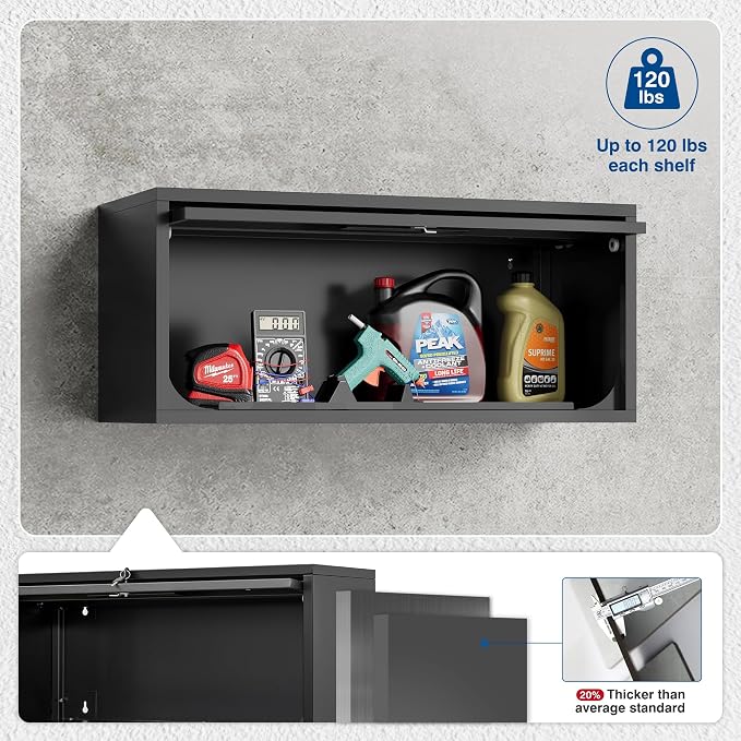 Metal Storage Cabinet Black Wall Cabinets - Image 5