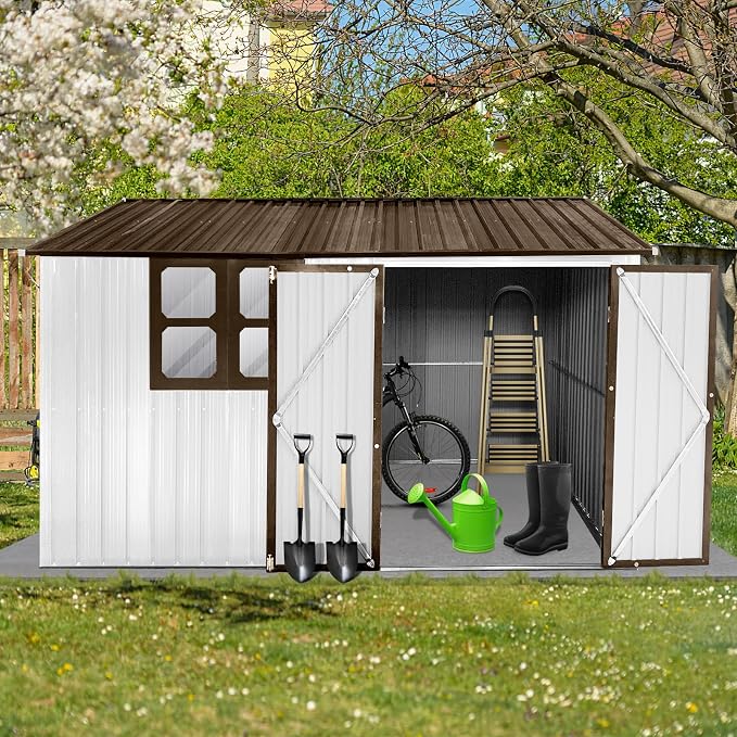 8x10 FT Outdoor Storage Shed, Metal Garden Shed - Image 3